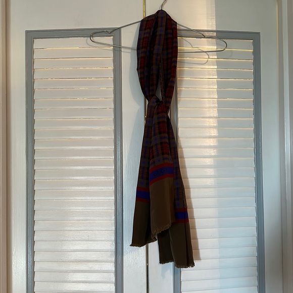 Gucci 100% Silk Plaid & Paisley Scarf - Picture 1 of 10